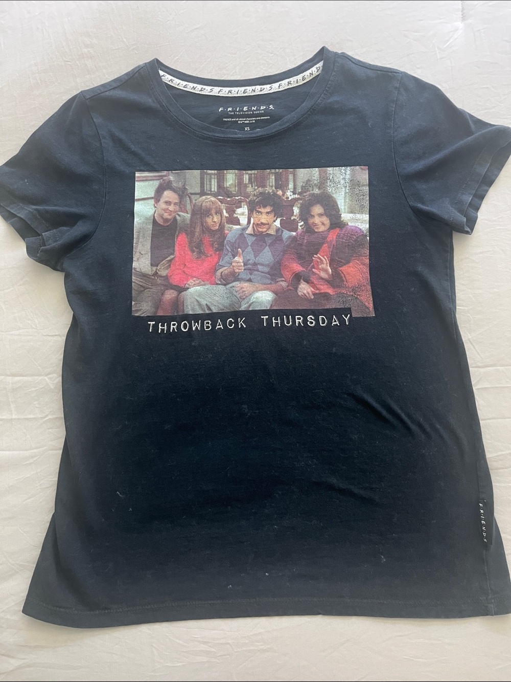 FRIENDS Black Crewneck T-Shirt with White Logo